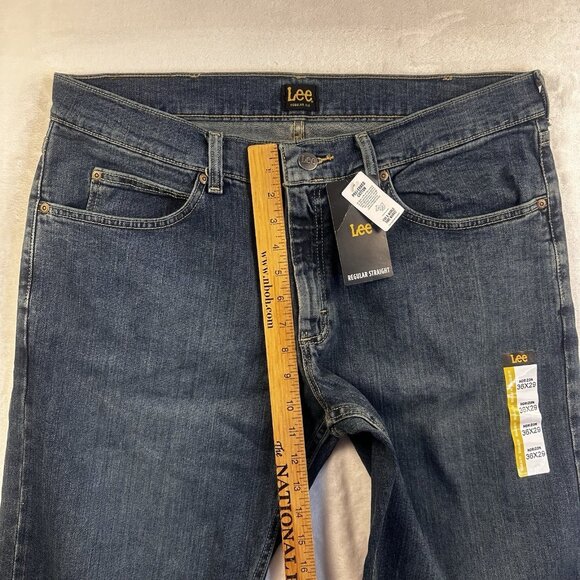 Lee Mens Regular Straight Fit Dark Wash Jeans 36x29 Horizon Denim Classic Style - Picture 2 of 11